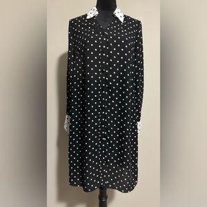 EUC Nanette Lepore Black and White Polka Dot Long-sleeve Dress size 8